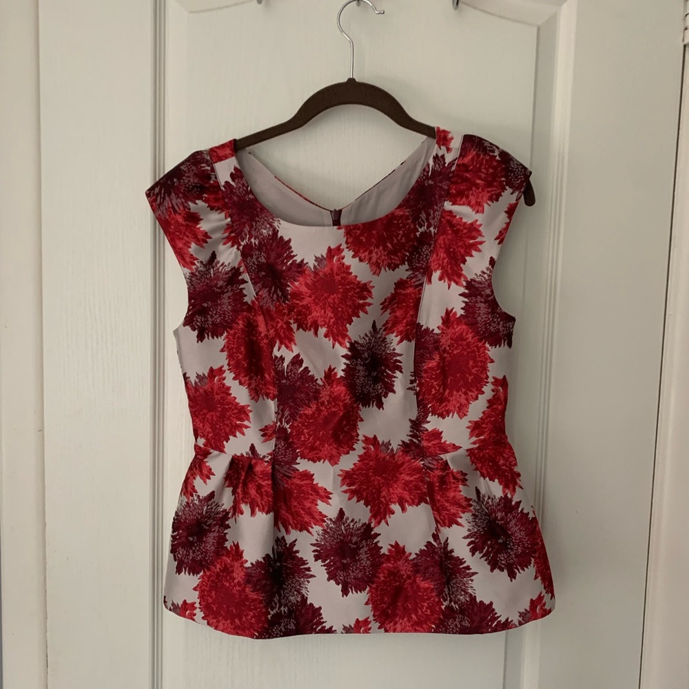 MaxMara Red and White Floral Blouse
